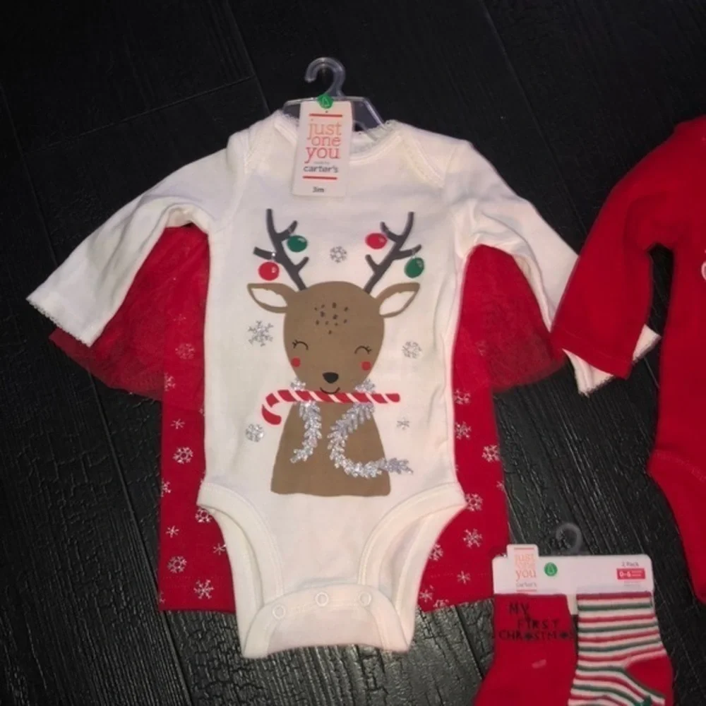 Carter’s Babies First‎ Christmas bodysuit Set Lot 3 Months